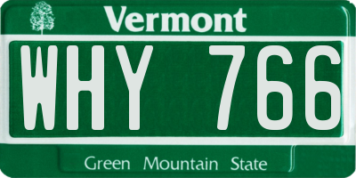 VT license plate WHY766