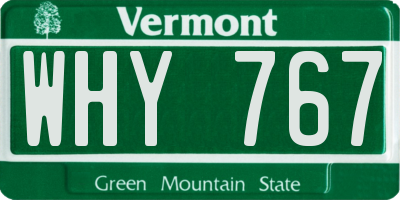 VT license plate WHY767