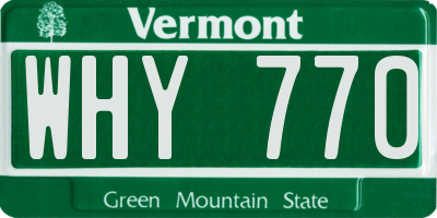 VT license plate WHY770