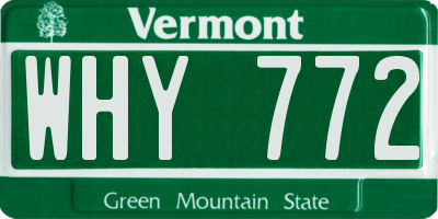 VT license plate WHY772