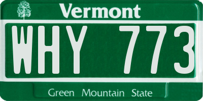 VT license plate WHY773