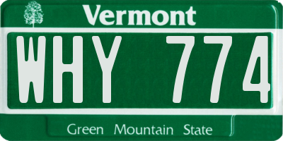 VT license plate WHY774