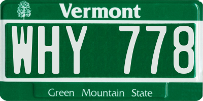 VT license plate WHY778