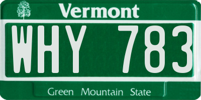 VT license plate WHY783