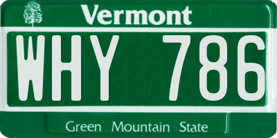 VT license plate WHY786