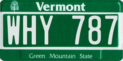 VT license plate WHY787