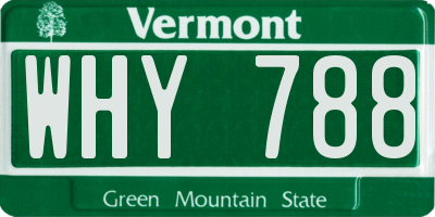 VT license plate WHY788