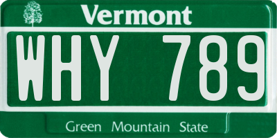 VT license plate WHY789
