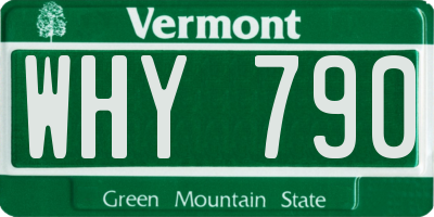 VT license plate WHY790