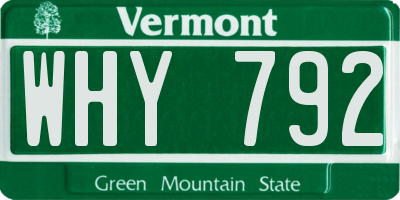 VT license plate WHY792