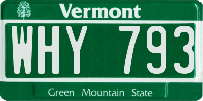 VT license plate WHY793