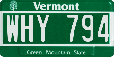 VT license plate WHY794