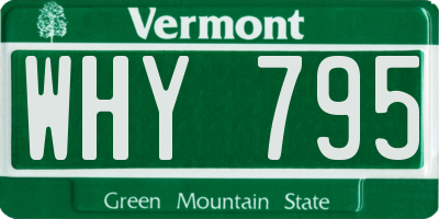 VT license plate WHY795