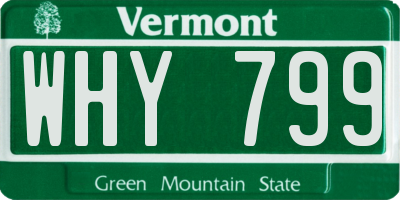 VT license plate WHY799