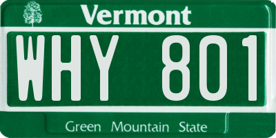 VT license plate WHY801