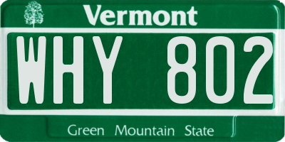 VT license plate WHY802