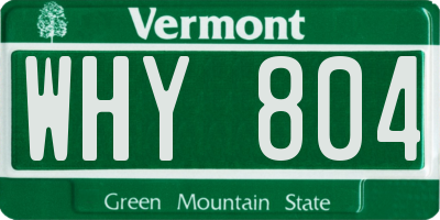 VT license plate WHY804