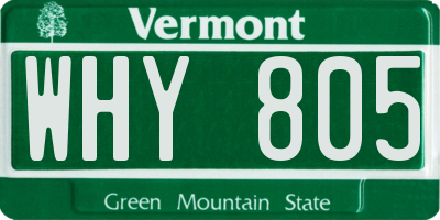 VT license plate WHY805