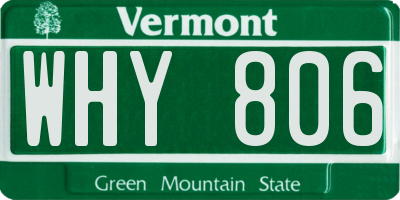 VT license plate WHY806