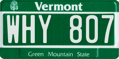 VT license plate WHY807