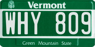 VT license plate WHY809