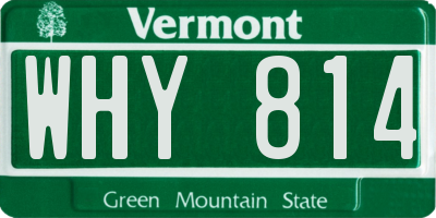 VT license plate WHY814