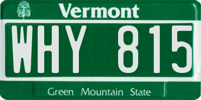 VT license plate WHY815
