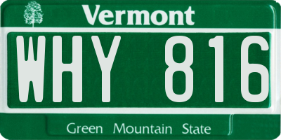 VT license plate WHY816