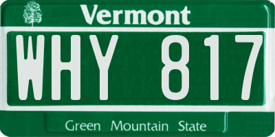 VT license plate WHY817