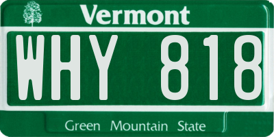 VT license plate WHY818