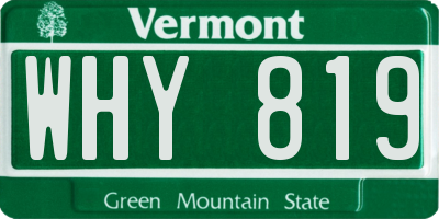 VT license plate WHY819