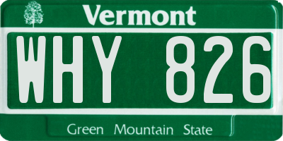 VT license plate WHY826