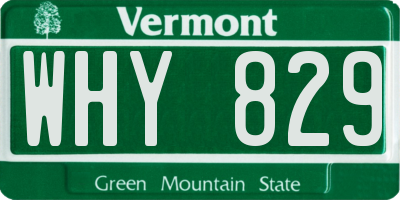 VT license plate WHY829