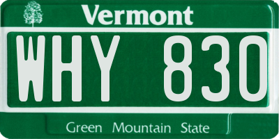 VT license plate WHY830
