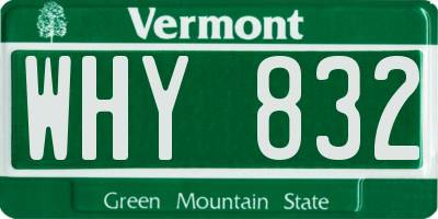 VT license plate WHY832