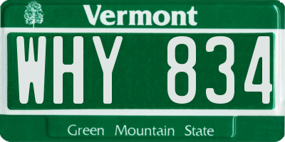 VT license plate WHY834