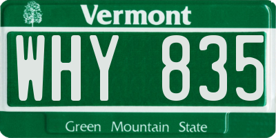 VT license plate WHY835