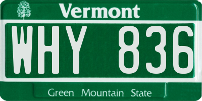 VT license plate WHY836