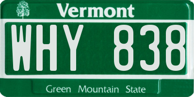 VT license plate WHY838