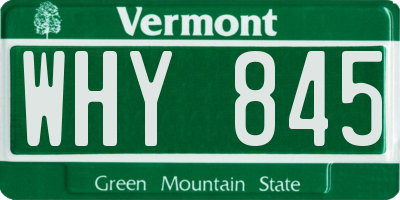 VT license plate WHY845