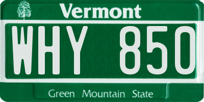 VT license plate WHY850