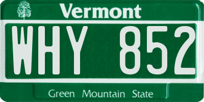 VT license plate WHY852
