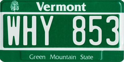 VT license plate WHY853