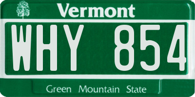 VT license plate WHY854