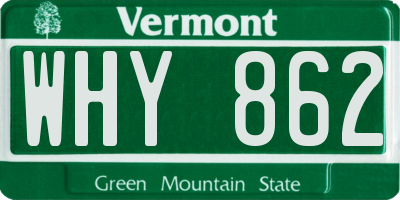 VT license plate WHY862