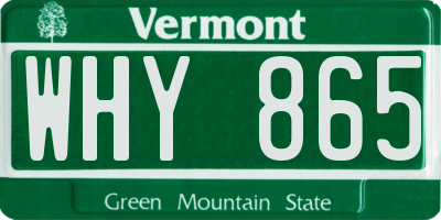 VT license plate WHY865