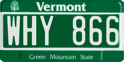 VT license plate WHY866