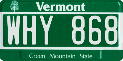 VT license plate WHY868