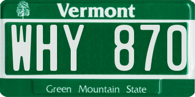VT license plate WHY870