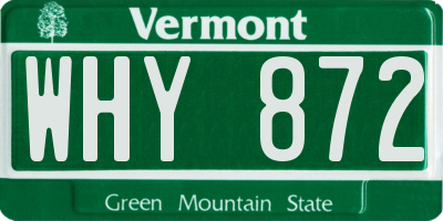 VT license plate WHY872